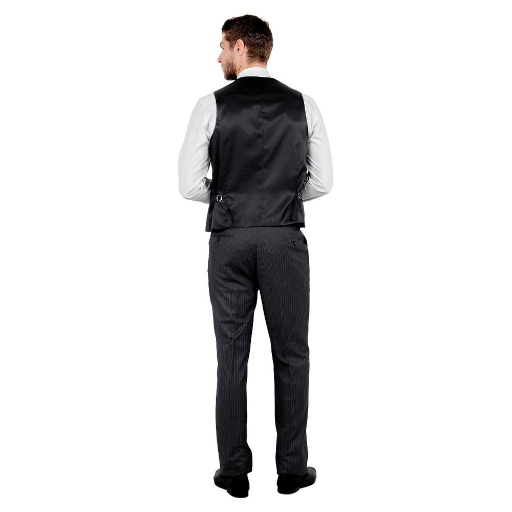 Classic Fit Pinstriped Men's 3-Piece Suit by Demantie, Black - Picture 7 of 7
